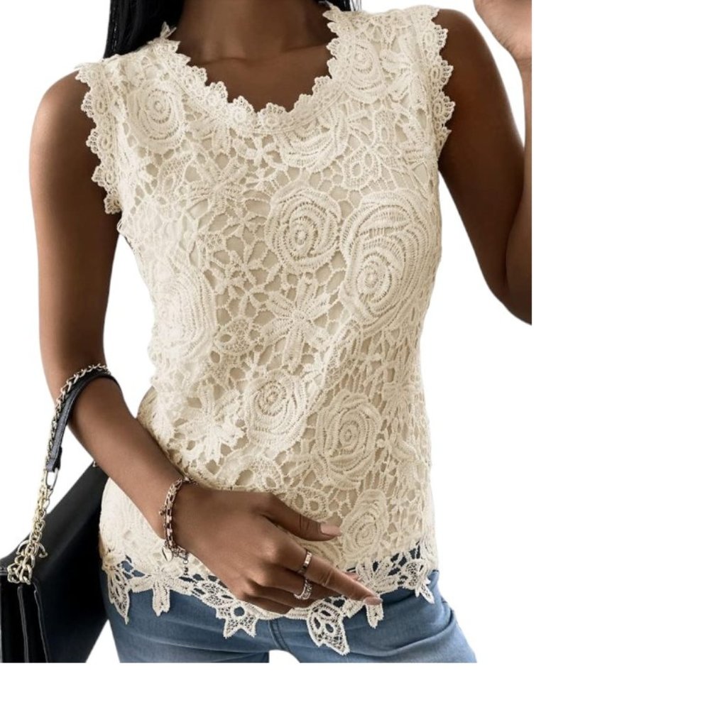 New Adiva Crochet Lace Tank Top - Picture 1 of 8